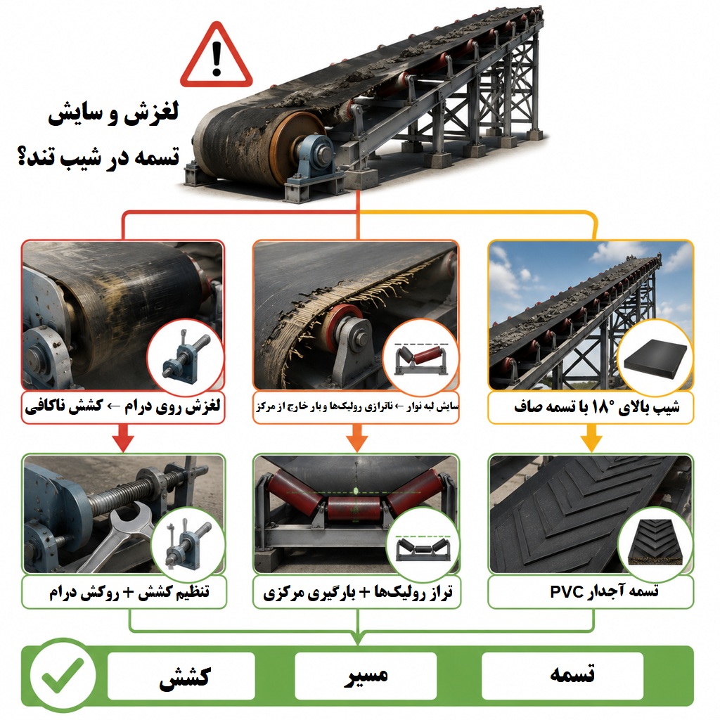 رفع مشکل سایش نوار نقاله
